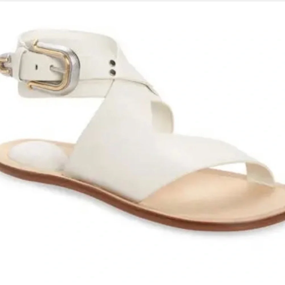 * NEW* Rag‎ & Bone Ventura White Leather Ankle Strap sandal. Sz 36 no box